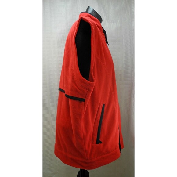 Descente International Red Black Fleece Zip Front Vest - Men's L - Picture 3 of 7
